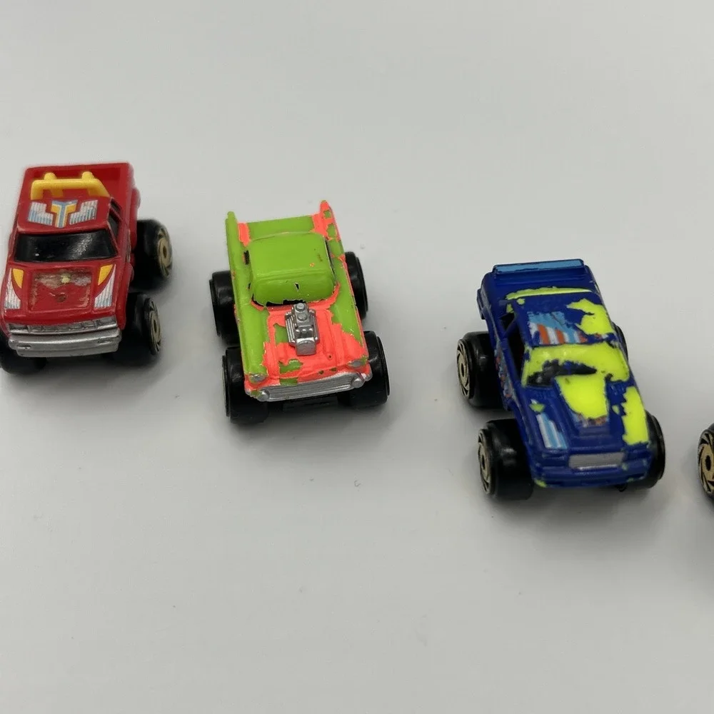 Lot Of 13 Road Champs Micro Machines 1987 Monster Trucks Cars Vintage Gold Tires